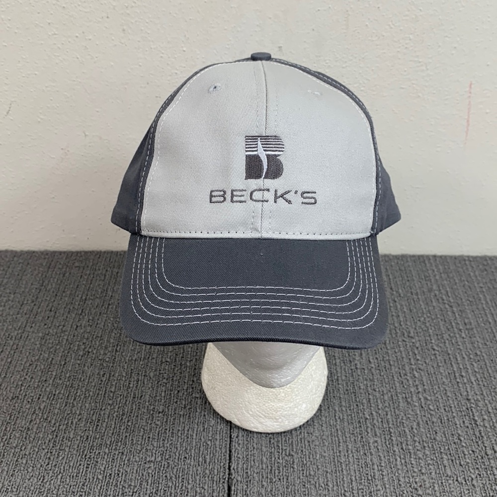 Vintage Beck's Snapback Hat Mens OSFA Two Tone Gray Adjustable Baseball Cap
